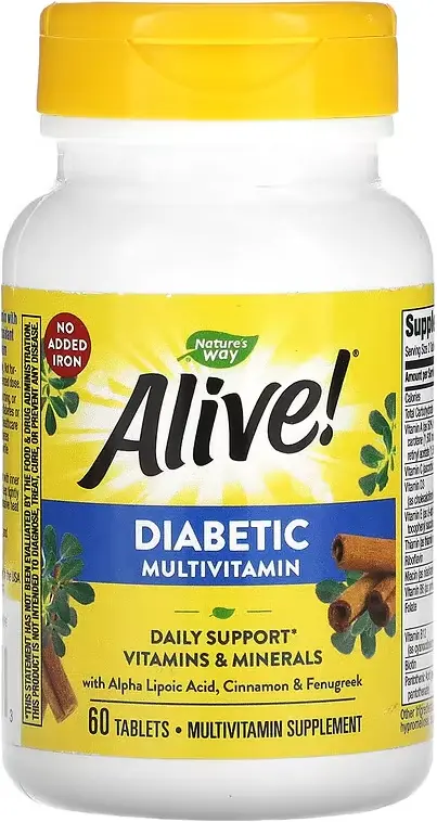 Витамины Nature's Way Alive! Diabetic Multivitamin, 60 таблеток  (NWY-12371)