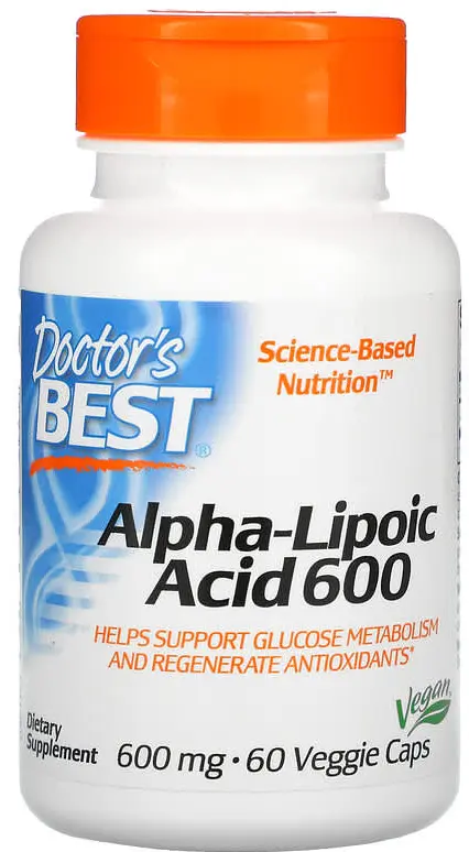 БАД Doctors Best Alpha-Lipoic Acid, 600 мг, 60 растительных капсул  (DRB-00133)