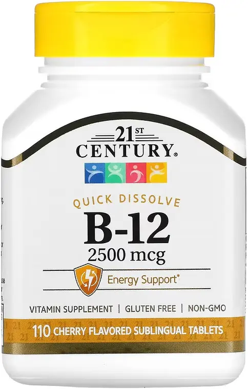 Витамины 21st Century B-12, Cherry, 2500 мкг, 110 таблеток под язык  (CEN-27112)