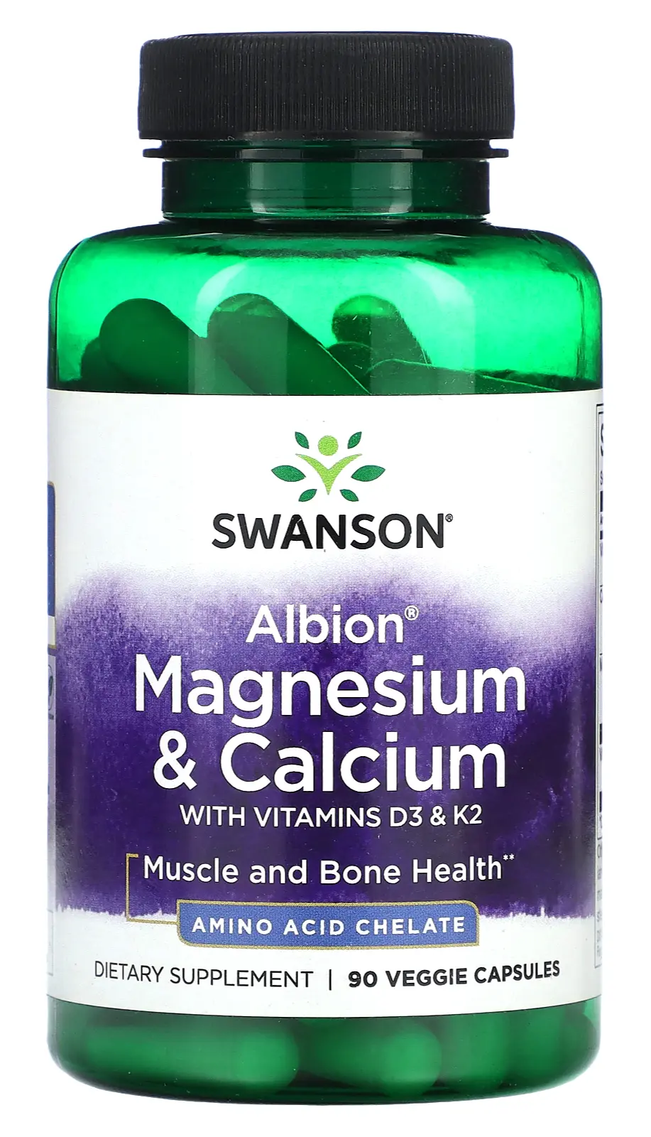 Минералы Swanson Albion, Magnesium & Calcium with Vitamins D3 & K2, 90 вегетарианских капсул (SWV-02803)