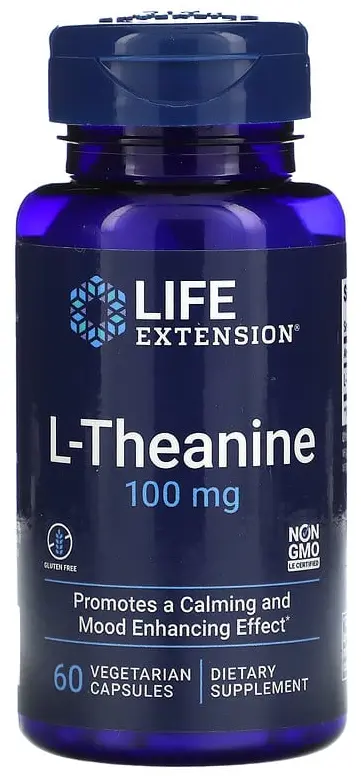 Аминокислота Life Extension L-Theanine, 100 мг, 60 вегетарианских капсул (LEX-16836)