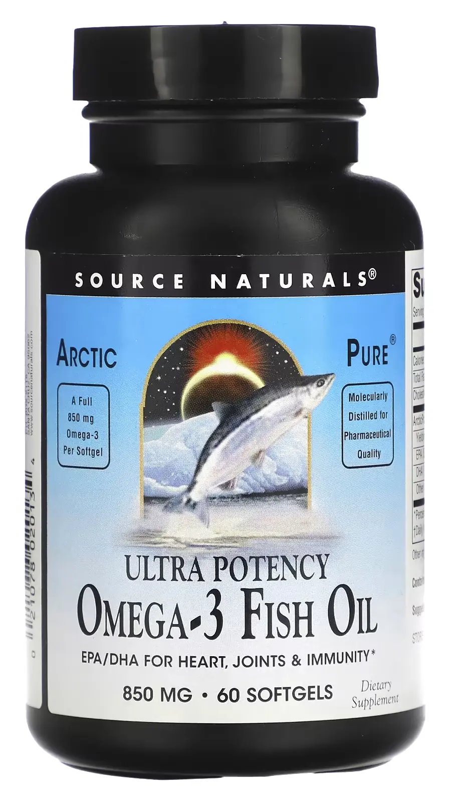 БАД Source Naturals Arctic Pure, Ultra Potency, Omega-3 Fish Oil, 850 мг, 60 капсул (SNS-02013)