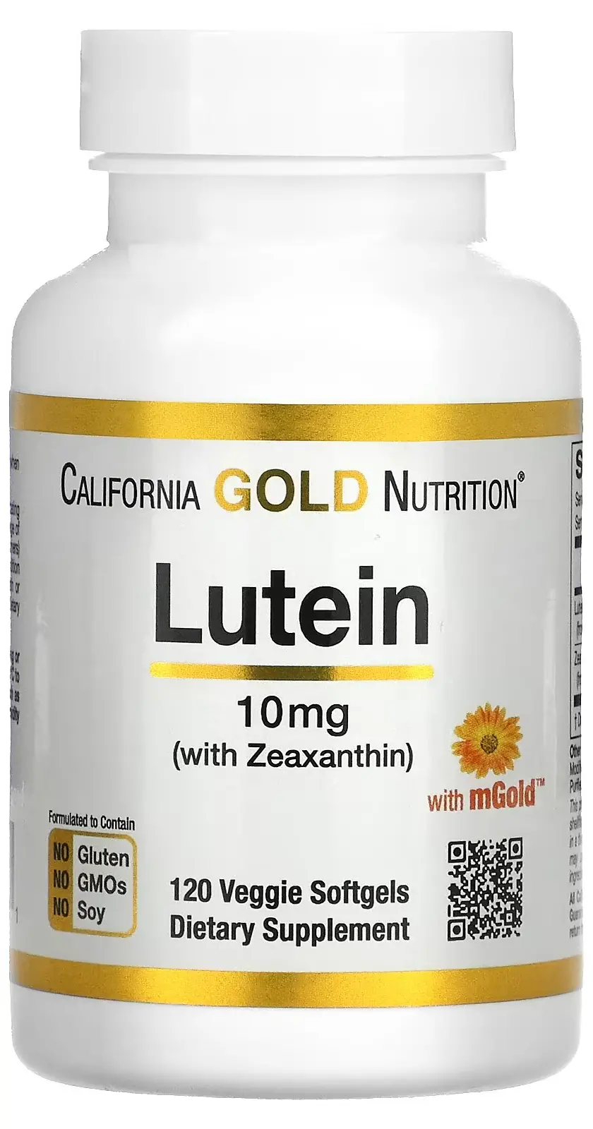 БАД California Gold Nutrition Lutein with Zeaxanthin, 10 мг, 120 вегетарианских капсул  (CGN-01168)