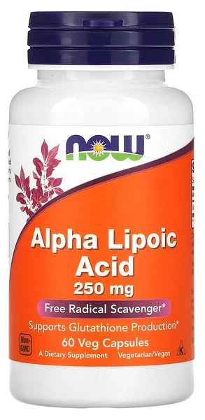 БАД NOW Foods Alpha Lipoic Acid, 250 мг, 60 растительных капсул (NOW-03042)