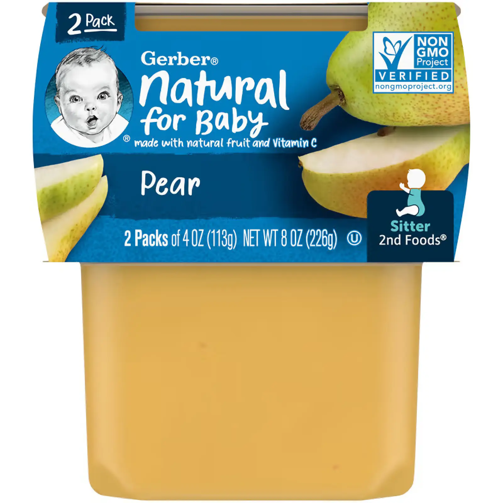Пюре Gerber Natural for Baby, 2st Foods, Pear, 2 банки по 113 г (GBR-07606)
