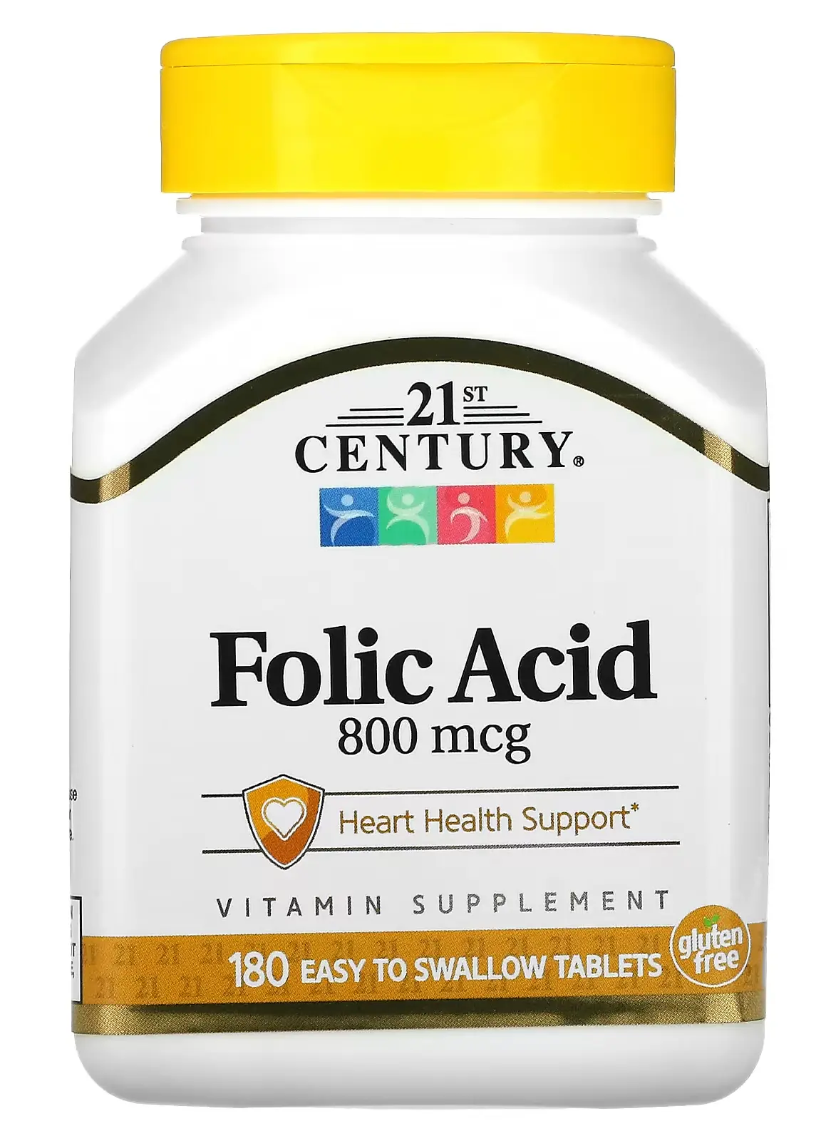 Витамины 21st Century Folic Acid, 800 мкг, 180 легко проглатываемых таблеток  (CEN-22563)