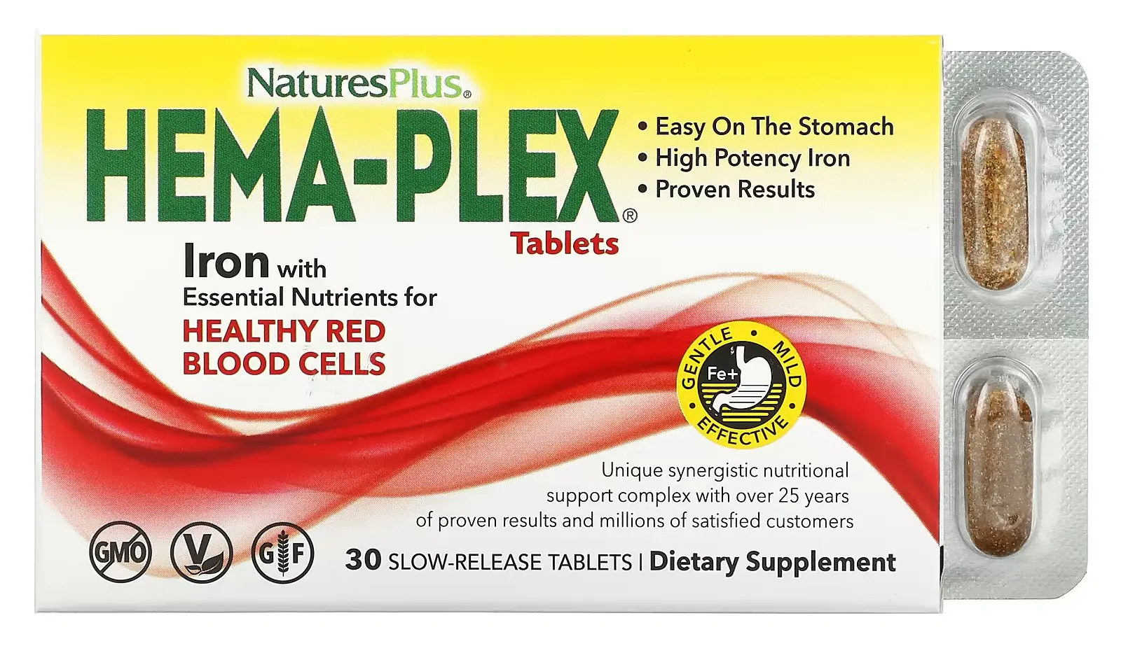 Минералы Natures Plus Hema-Plex, 30 таблеток с медленным высвобождением (NAP-03770)