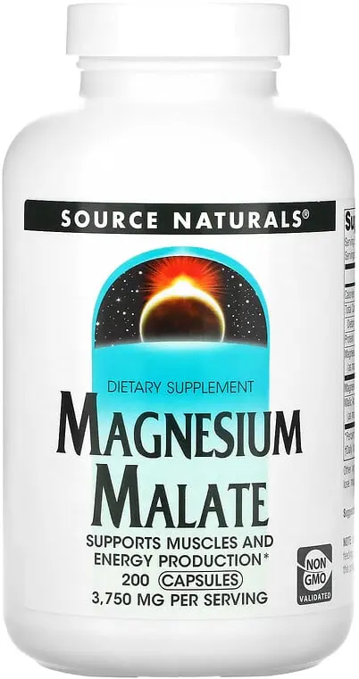 БАД Source Naturals Magnesium Malate, 625 мг, 200 капсул  (SNS-01600)