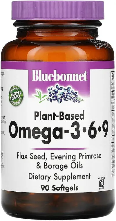 БАД Bluebonnet Nutrition Plant-Based Omega-3-6-9, 90 мягких желатиновых капсул  (BLB-01012)