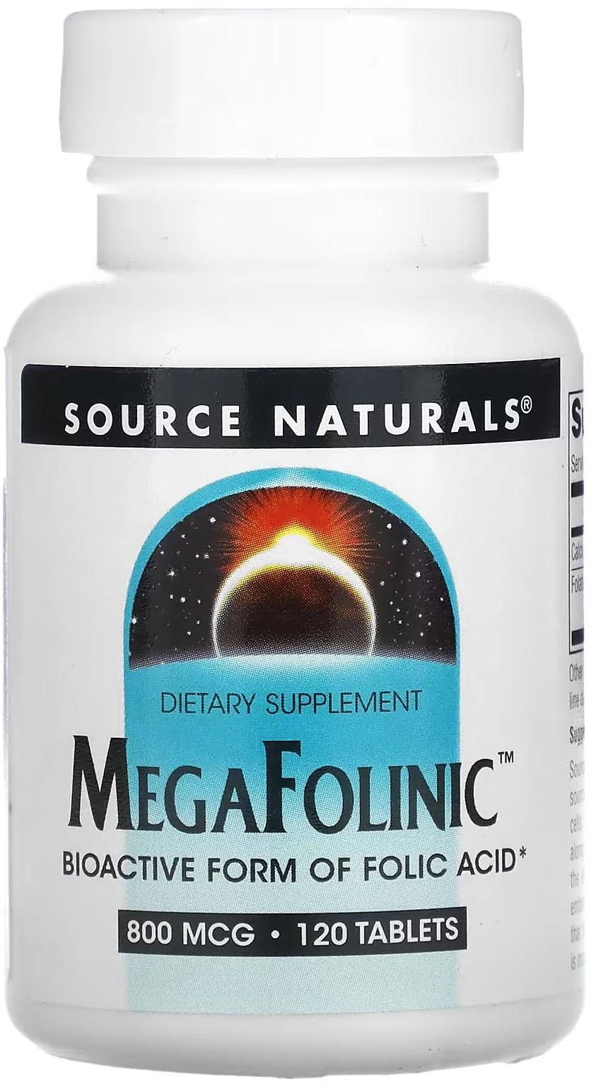 Витамин Source Naturals MegaFolinic, 800 мкг, 120 таблеток (SNS-02028)