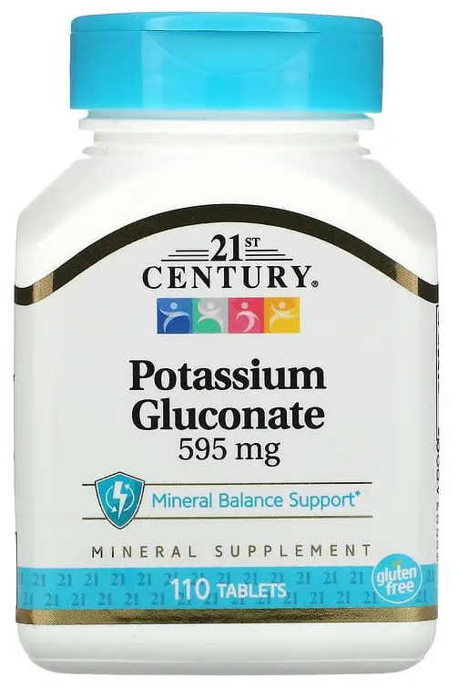 Витамины 21st Century Potassium Gluconate, 595 мг, 110 таблеток  (CEN-21387)