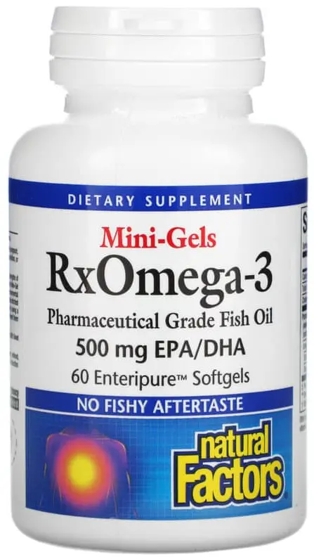 БАД Natural Factors RxOmega-3 Mini-Gels, 500 мг, 60 мягких капсул (NFS-35494)