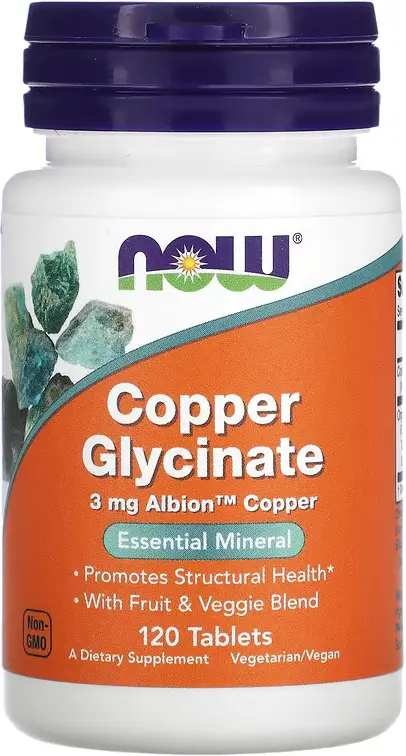 БАД NOW Foods Copper Glycinate, 3 мг, 120 таблеток  (NOW-01433)