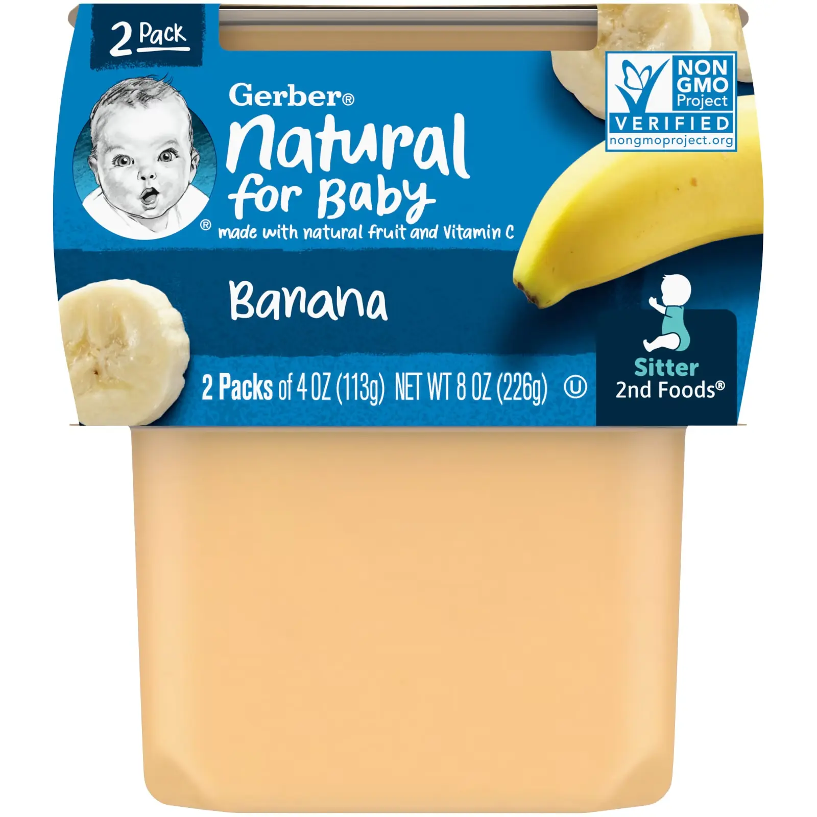 Пюре Gerber Natural for Baby, 2st Foods, Banana, 2 банки по 113 г (GBR-07605)