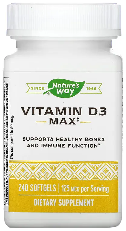 Витамины Nature's Way Vitamin D3, 125 mcg, 240 капсул  (NWY-15836)