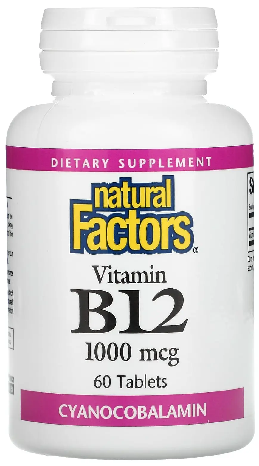 Витамины Natural Factors Vitamin B12, 1 000 мкг, 60 таблеток  (NFS-01245)