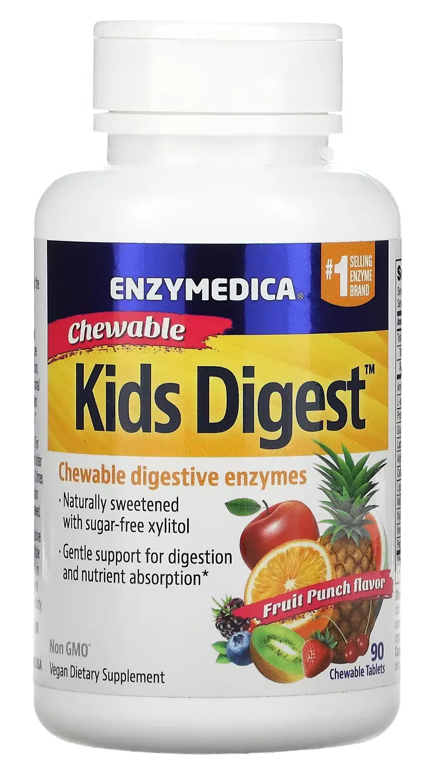 Ферменты Enzymedica Kids Digest, Chewable Digestive Enzymes, Fruit Punch, 90 жевательных таблеток (ENZ-11011)