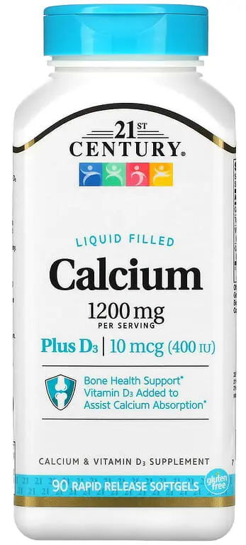 Витамины 21st Century Liquid Filled Calcium Plus D3, 600 мг, 90 мягких капсул  (CEN-22653)