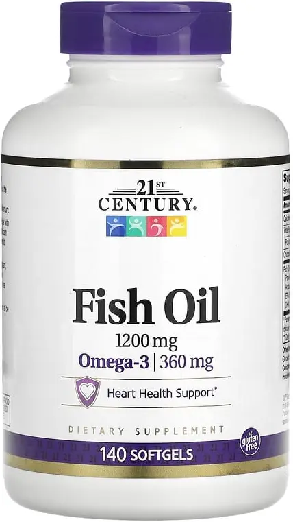 БАД 21st Century Fish Oil, 1200 мг, 140 мягких желатиновых капсул  (CEN-27348)