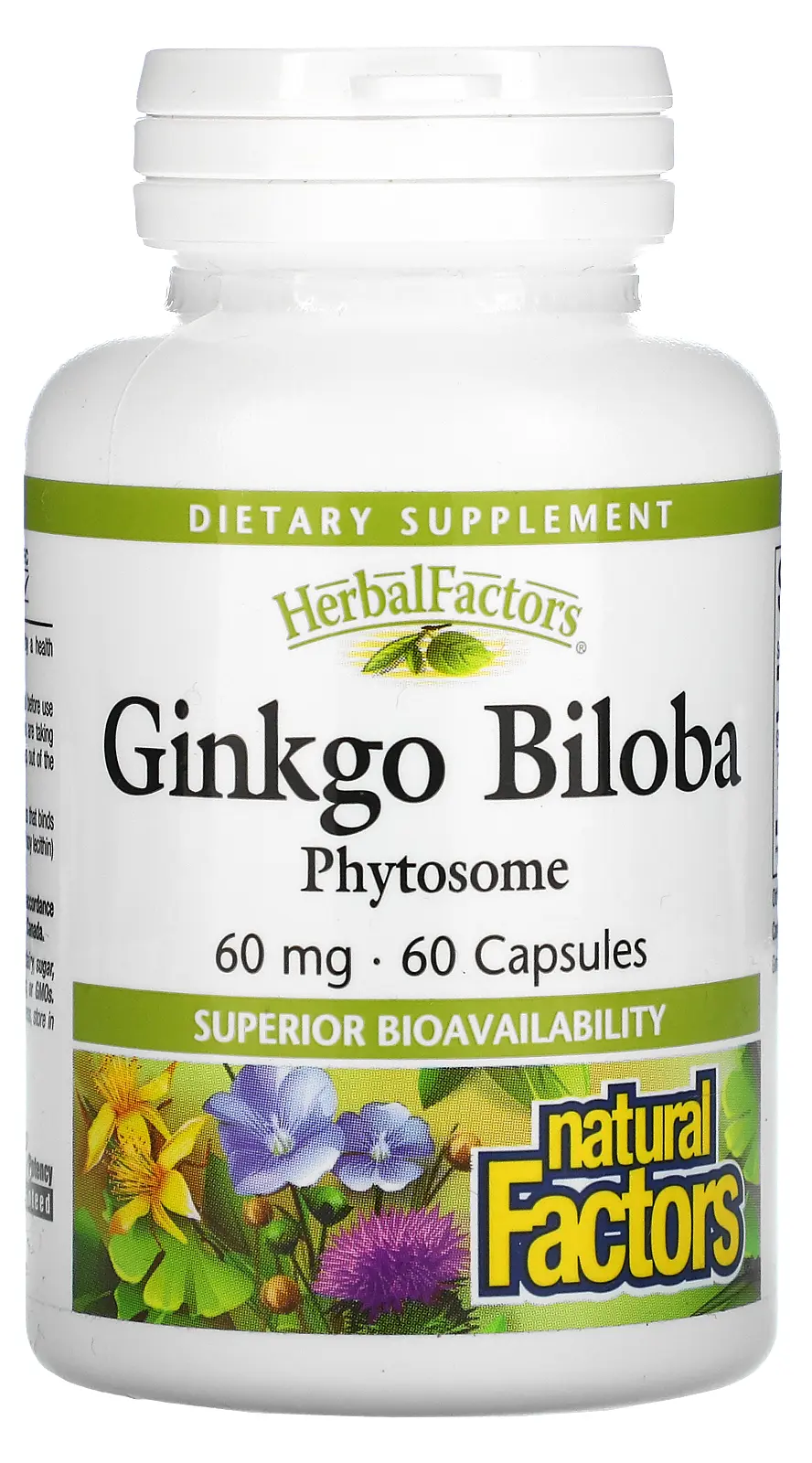 БАД Natural Factors Ginkgo Biloba, Phytosome, 60 мг, 60 капсул (NFS-04805)
