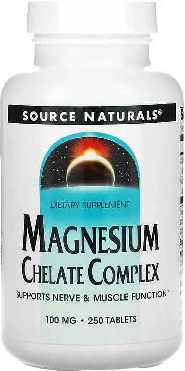 БАД Source Naturals Magnesium Chelate Complex, 100 мг, 250 таблеток  (SNS-00318)
