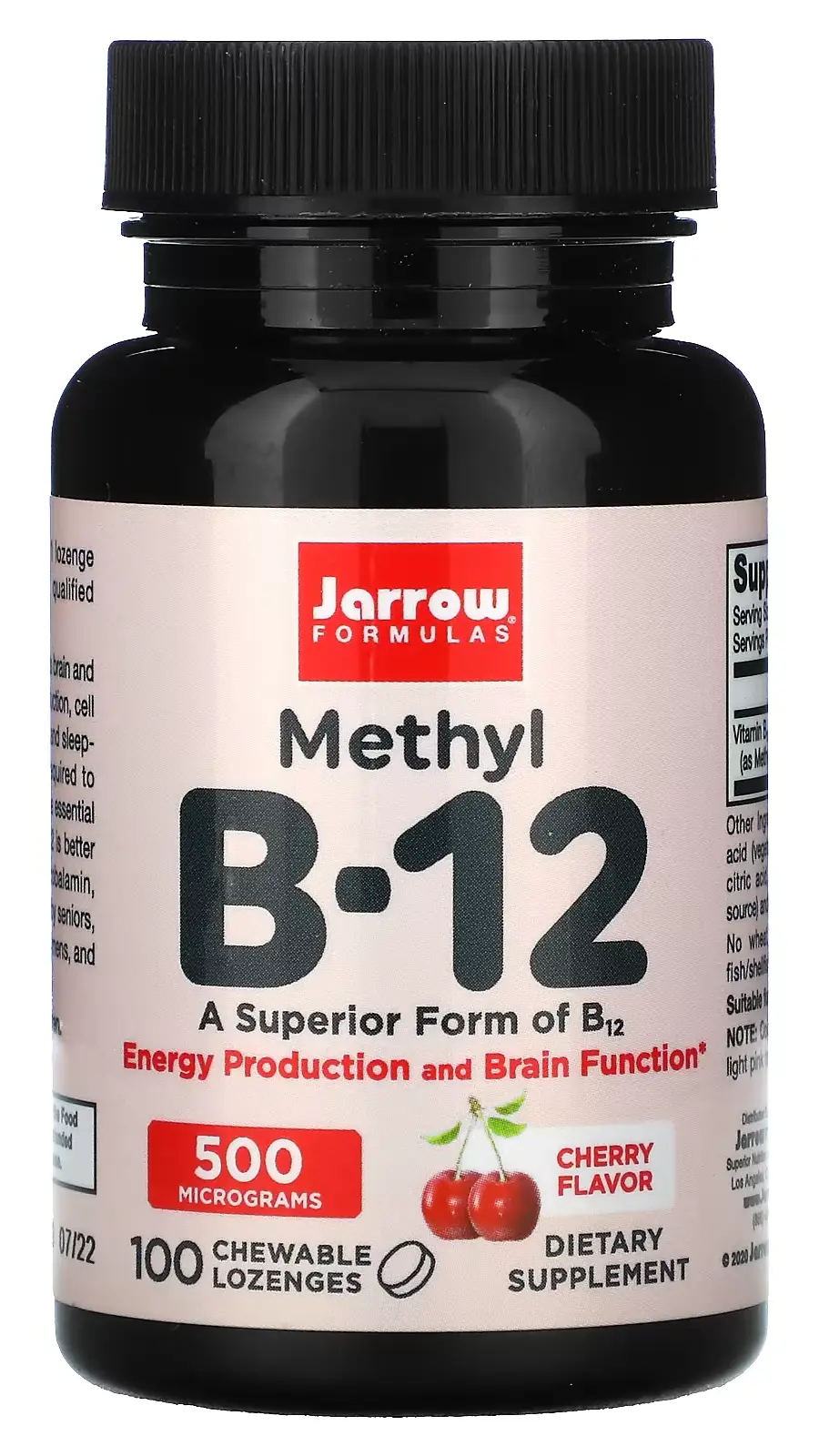 Витамины Jarrow Formulas Methyl B-12 500 мкг, Cherry, 100 жевательных пастилок (JRW-18015)