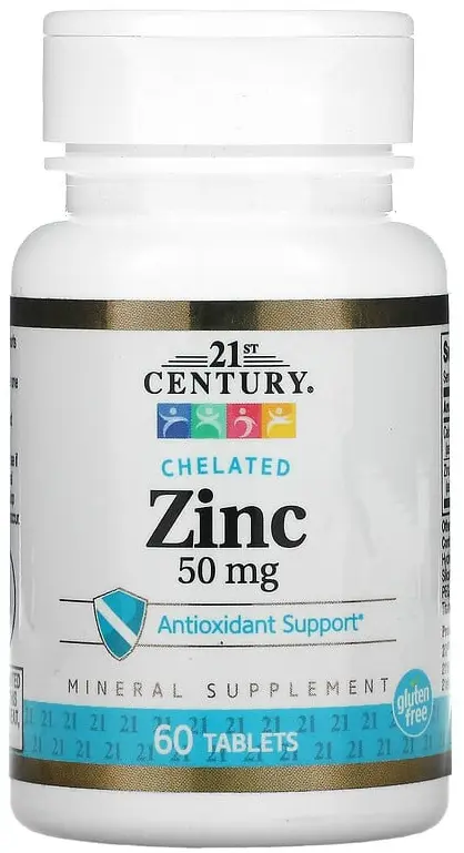 Витамины 21st Century Chelated Zinc, 50 мг, 60 таблеток  (CEN-28024)