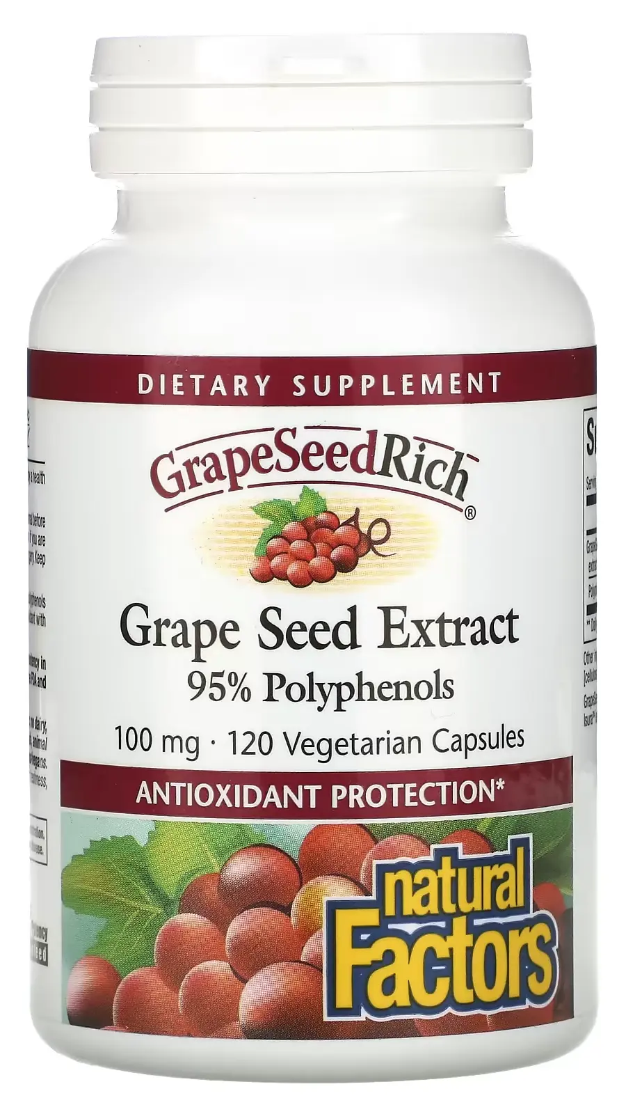 БАД Natural Factors GrapeSeedRich, Grape Seed Extract, 100 мг, 120 веганских капсул (NFS-04540)