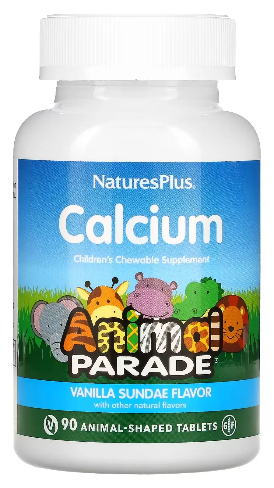 Витамины Natures Plus Animal Parade, Calcium, Children's Chewable Supplement, Vanilla Sundae, 90 таблеток в форме животных (NAP-29996)