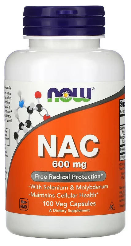 БАД NOW Foods NAC, 600 мг, 100 вегетарианских капсул (NOW-00085)