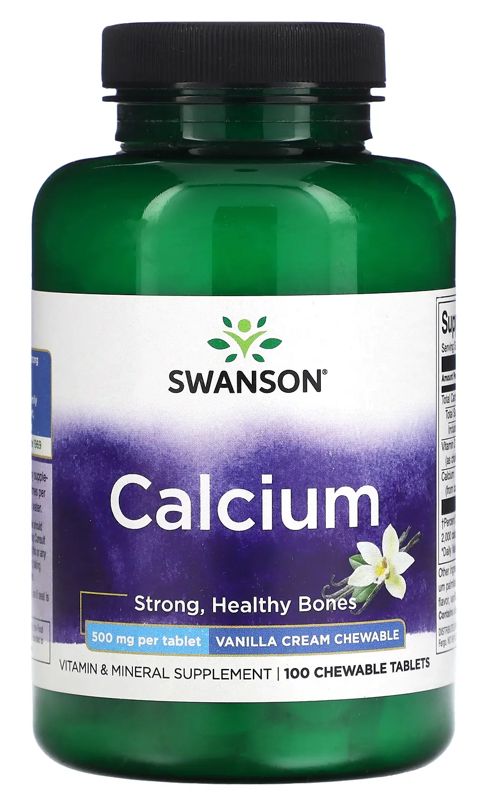 Минералы Swanson Calcium, 500 мг, Vanilla Cream, 100 жевательных таблеток (SWV-01865)