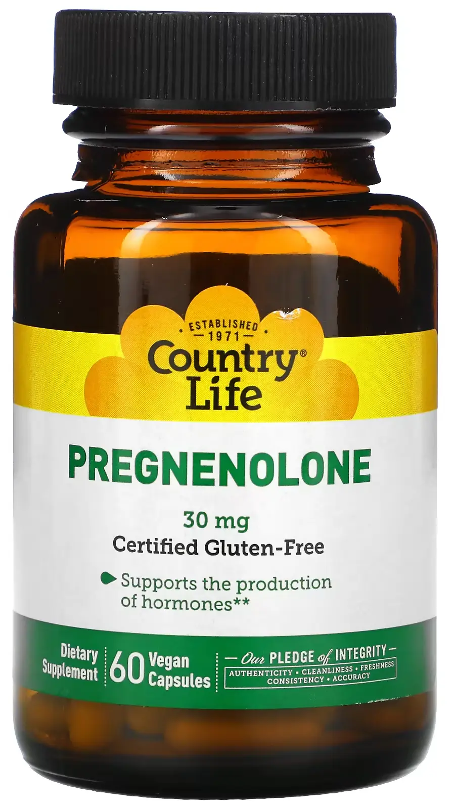 БАД Country Life Pregnenolone, 30 мг, 60 веганских капсул (CLF-01705)