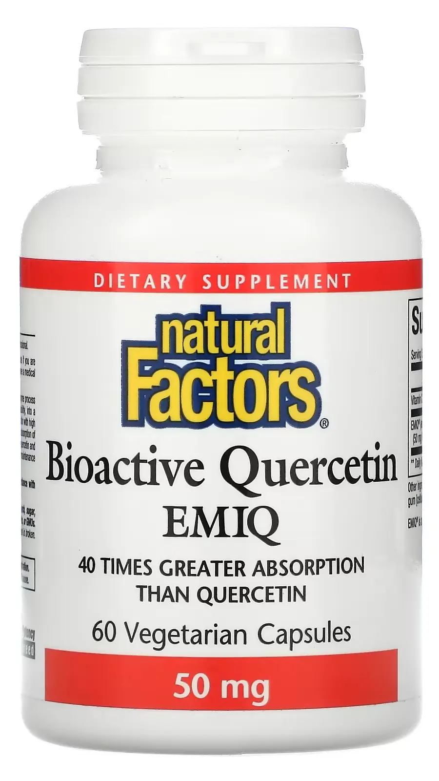 БАД Natural Factors Bioactive Quercetin EMIQ, 50 мг, 60 веганских капсул (NFS-01381)