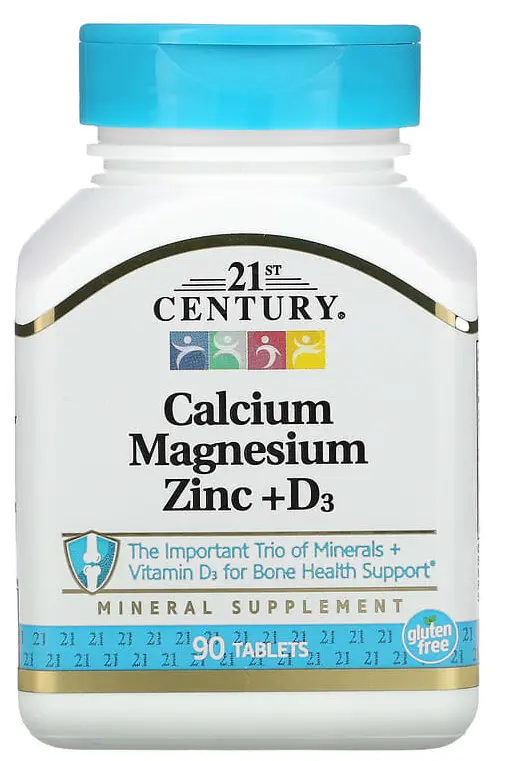 Витамины 21st Century Calcium Magnesium Zinc + D3, 90 таблеток  (CEN-22263)