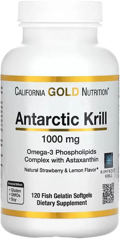 БАД California Gold Nutrition Antarctic Krill Oil, 1000 мг, 120 мягких капсул  (CGN-01102)