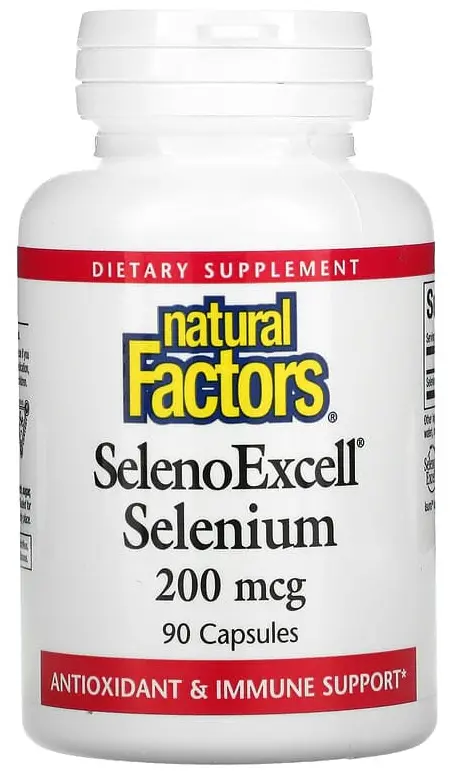 Минералы Natural Factors SelenoExcell, Selenium, 200 мкг, 90 капсул (NFS-01675)