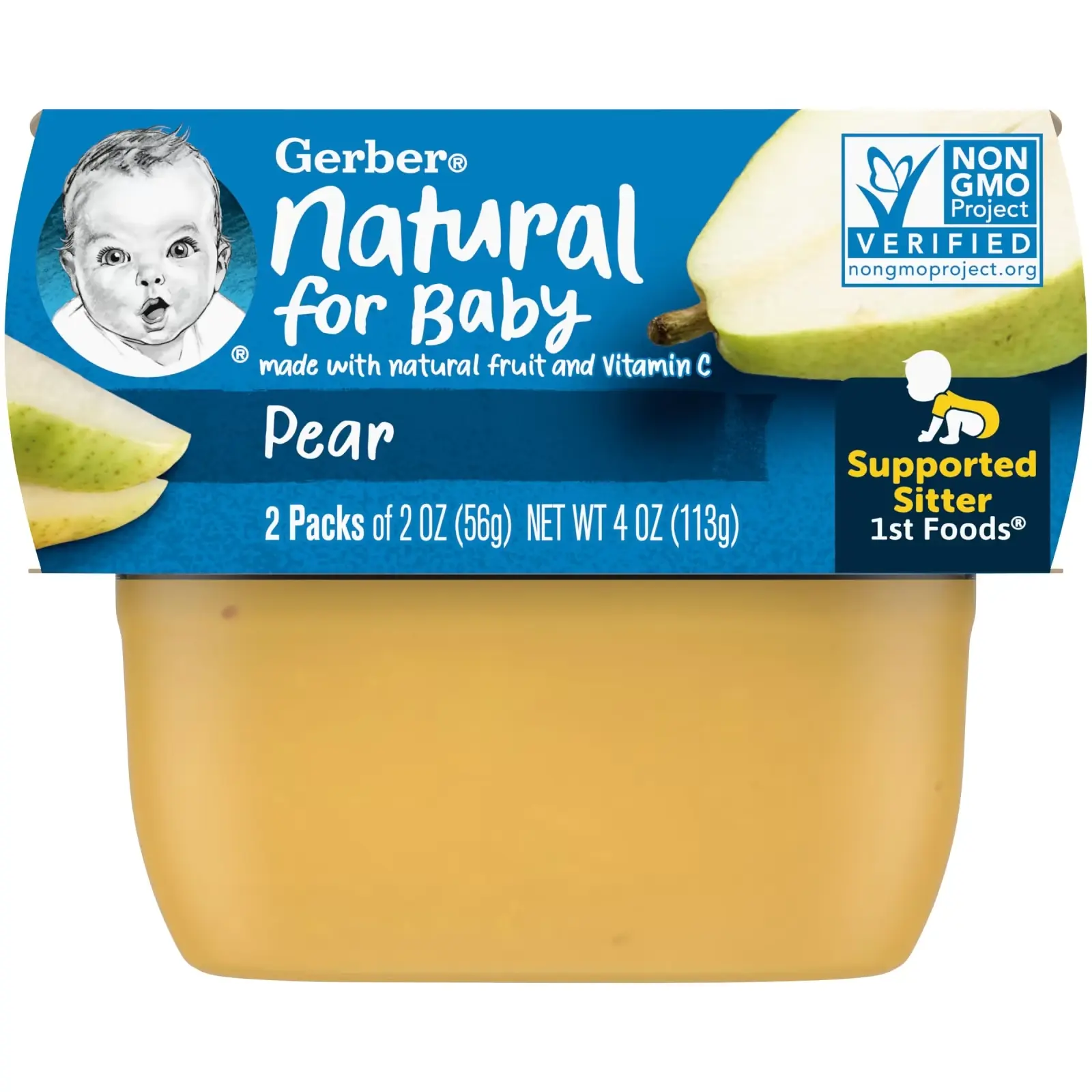 Пюре Gerber Natural for Baby, 1st Foods, Pear, 2 банки по 56 г (GBR-00306)