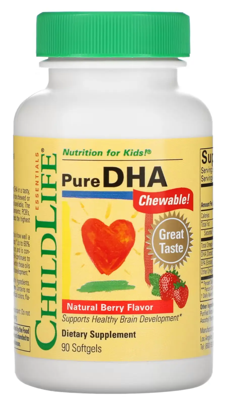 БАД ChildLife Essentials Pure DHA, Natural Berry, 90 капсул  (CDL-10550)