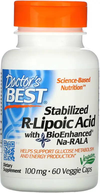 БАД Doctors Best Stabilized R-Lipoic Acid with BioEnhanced Na-RALA, 100 мг, 60 капсул  (DRB-00123)